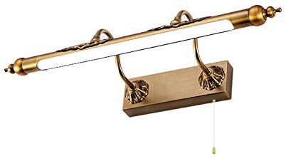 ACMHNC Vintage Spiegelleuchte Bad Mit Schalter, IP44 Badlampe Braune Bronze Retro Spiegellampe Badezimmer Mit Arc Arm Einstellbarer, Antike Wandleuchte Innen Aus Metall, 4000K Schminklicht,55cm/10w
