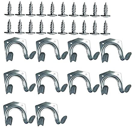 Voarge 10 Pack Tool Hanger Hooks Set, Metal Tool Hanger Garage Hooks, Double Hook Wall Storage Heavy Duty Hooks for Garden Tools, Garages, Sheds, Offices, Workshop & Garden Tools
