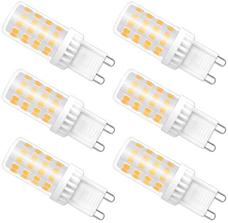 Caldarax G9 LED Leuchtmittel 5W Ersatz für 40W 50W Halogenlampe, Naturweiß 4000K Glühbirnen, 450 Lumens, AC 220-240V, G9 Sockel Led Mini Birne, Nicht Dimmbar, 6er Pack