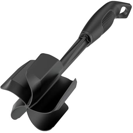 Ourokhome Meat Chopper and Potato Masher, Heat Resistant Nylon Ground Beef Smasher for Hamburger, 5 Curved Blades Nonstick Mixer & Stirrer, Practical Kitchen Gadgets, Black