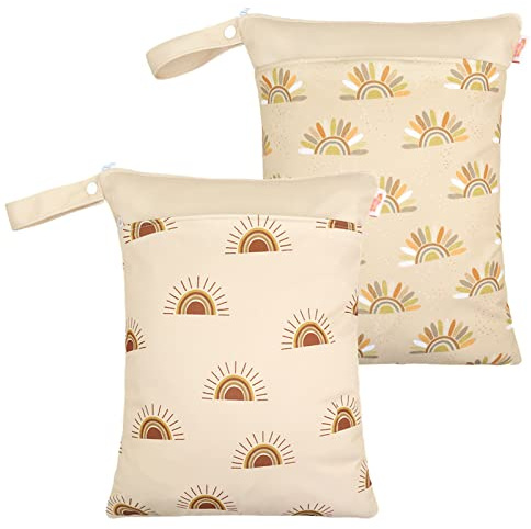 Maeau 2 Stück Wetbags für Stoffwindeln Windeltasche Wickeltasche Baby Wetbag Organiser Beutel Nasstaschen Kindergarten Nassbeutel Wiederverwendbare Wetbag Waschbar Gym Bag Wasserdicht, 30x40cm, 17