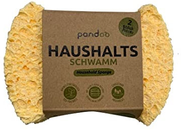 pandoo Spugne per la casa | spugna per la pulizia biologica, da cucina, spugna per piatti, biodegradabile, ecologica, riutilizzabile e sostenibile (2 pezzi)