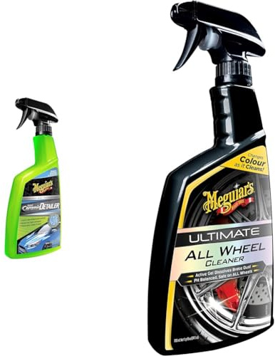 Meguiar's G200526EU Hybrid Ceramic Detailer 768ml Enhances Wax, Coatings and Sealants & G180124EU Ultimate All Wheel Cleaner Iron Remover 709ml, Changes colour as it cleans!, Brown, purple