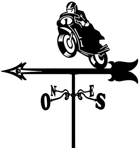 Wetterfahne Gartenwetterfahne Edelstahl Windanzeiger mit Gartenskulpturen Statuen Professionelles Messwerkzeug für Gartendekoration Dach-Südosten,Nordwesten (Farbe: Motorrad)