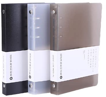 3 Pack A5 A6 B5 Round Ring Binder Cover 6-Ring 9-Ring PVC Binder Covers Refillable Notebook Loose Leaf Binder Protector (Inner Paper Not Included) (A6 White Black Coffee 3 Pack)