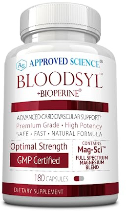 Approved Science Bloodsyl - Supports Blood Flow - Hawthorn Berry, Magnesium, BioPerine - Vegan - 180 Capsules - Pack of 1