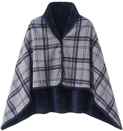 WINKEEY Poncho delle donne, mantello caldo invernale, maglia Cape Cardigan per le donne, Wrap Open Front Cape, coperta calda invernale, Grigio scuro