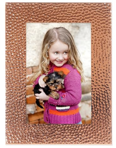 Lawrence Frames Hammered Polished Metal Picture Frame, 4x6, Copper