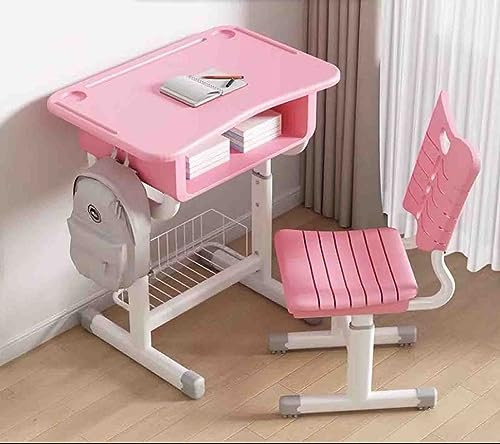 Höhenverstellbarer Schreibtisch mit Stuhl, Zeichentisch, Computerstation mit Stauraumschublade, Multifunktionsschreibtisch (Pink)