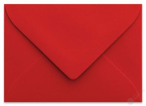 25 Briefumschläge B6 DIN 12,5 x 17,6 cm Rot, Verschluss : Feuchtklebend mit Dreieck Lasche Grammatur: 120 g/m²