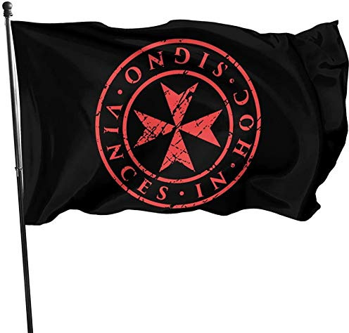 Bandiera 90x150cm, Croce Di Malta Dei Cavalieri Templari Bandiera Pirata Tessuto Da Esterno Decorazione Striscione All'Aperto, Per Balcone, Feste Estive
