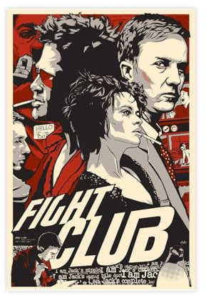 Fight Club Filmposter 9 Leinwand Poster Schlafzimmer Dekor Sport Landschaft Büro Zimmer Dekor Geschenk Unrahmen-Stil 20 x 30 cm