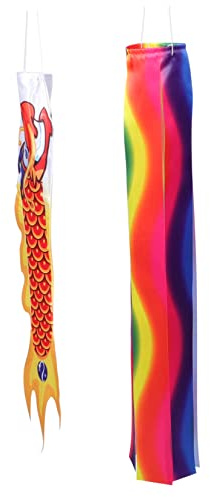 Mipcase 5sets Dragon Design Windsock Pendant for Outdoor Garden Decoration Chinese Dragon Flag Ribbons Lightweight Wind Sock for Parties and Celebrations