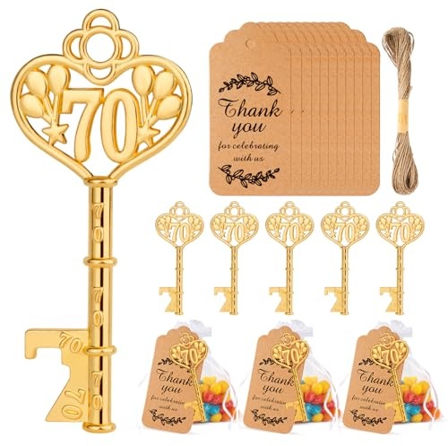 VZCBZC Lot de 50 décapsuleurs à 70 clés pour 70e anniversaire de mariage, cadeaux souvenirs pour invités, décorations de fête (70)