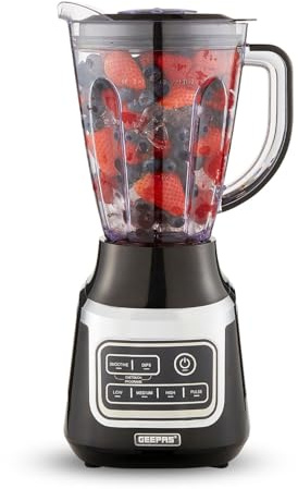GEEPAS Professional Blender 900W, 1.5L BPA Free Container Stainless Steel Blades Jug Blender Smoothie Maker with 2 Automatic Programs; Smoothie, Dip, 3 Speeds & Pulse Electronic Control