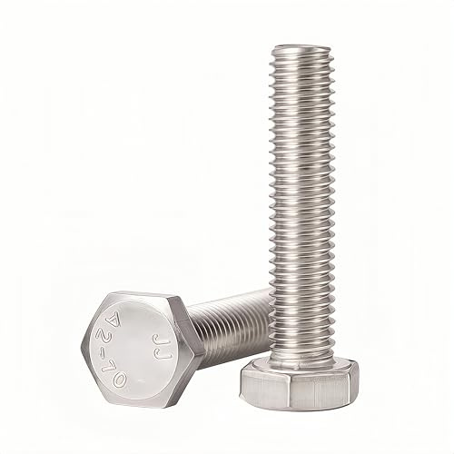 YIIFLY M8x50 Sechskantschraube, M8-1,25 Schraube,Außensechskant Maschinenschrauben, Edelstahl 304 (A2-70), DIN 933, blankes Finish, Vollgewinde,10 Stück
