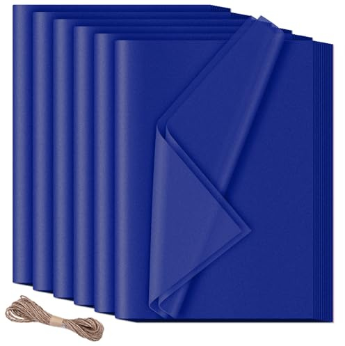 60 ark sidenpapper förpackningsmaterial, 50 x 70 cm presentpapper blå, HXJDAM sidenpapper blå, näsduk papper för presentförpackningar bläckpennor, hantverk, födelsedag, halloween