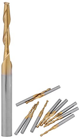 10 Pièces Fraise en Bout de Carbure de Diamètre de Tranchant de 2 Mm, Tige de Fraise à Double Cannelure Revêtue de Titane 3,175 Mm pour Circuits Imprimés, Plastiques