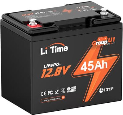 LiTime Batería LiFePO4 Litio 12V 45Ah con Protección Baja Temperatura, hasta 15.000 ciclos, Baterías de Litio de pequeña Capacidad para Barcos pequeños, Sondas Pesca, Camper