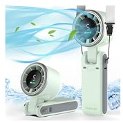 PlayHot Portable Handheld Turbo Fan, 5 Gear Wind, Battery Operated, Up to 12 Working Hours, 3 IN 1 Hand Fan with Air Turbo Tech Cooling Fans for Outdoor Activities, Travel, Beach (Green)