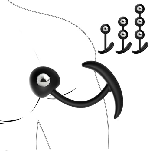 AMAZBEE Tapones Anales Bolas Anales para Expansión Tapones Anales de Silicona para Masaje Prostático Tapón Vaginal con Bolas de Metal (1 bead)