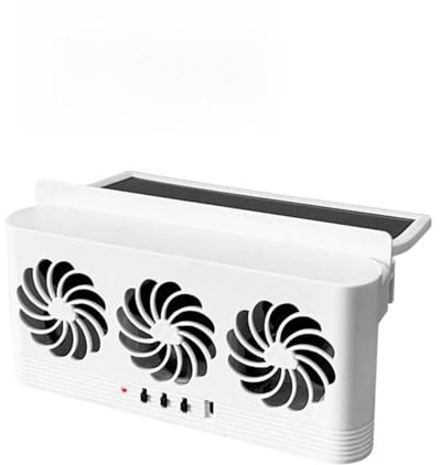 Ventilatore per finestrino auto, con 3 ventole, 5000 giri/min, doppia alimentazione USB e solare, strisce sigillanti personalizzabili per SUV, camper, camion, berlina, elimina gli odori di fumo