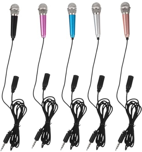 Warmhm Mini Microphone 5pezzi in Metallo per Registrazione Telefono | Versione Portatile e Compatta, Adatta a Interviste e Live-streaming, Formato Mini Delicato