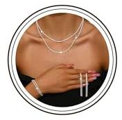 Meteorstarry Silberschmuck Damen 925, 3 Paar Glizter Ohrringe Silber 925 Hängend+Silberkette Ohne Anhänger+Silberarmband,Silberne Schmuckset Ketten Set Silver Jewellery Hochzeitsschmuck für Frauen