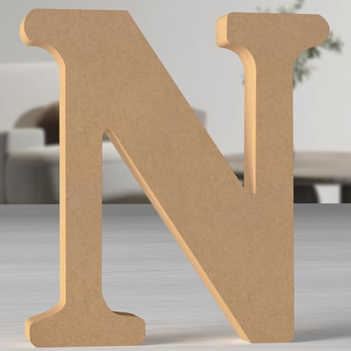 MeteoraPrime - Letras de madera de color original de 30 cm, letras de madera sin terminar para decoración de pared, letras decorativas de pie, letras originales en bloques para decoración de pared (N)