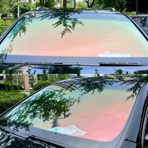 Alvorox Film Vitre Teintée Voiture, 76% VLT Rouge Vert Changement de Couleur, Teinte de Pare-Brise Protection Solaire UV (75x300cm)