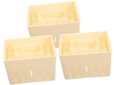 FIXOSHEE 3 Sets Household Tofu Mold Plastic Tofu Press with Lid DIY Cheese Press Tool for Vegan and Cheese Making and Easy to Clean Kitchen Accessory