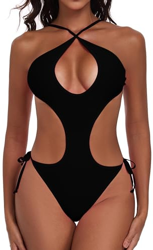 SHERRYLO Costume da Bagno Intero da Donna Sexy Perizoma Monokini da Donna 1 Pezzo Costume da Bagno Perizoma Costumi da Bagno Tanga Costumi da Bagno, 23038-nero, S