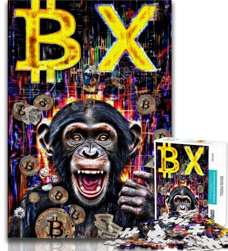 Puzzles pour Adolescents 1000 Bitcoins Chimpanzé, Jouets éducatifs et éducatifs, Jeux de Famille, Cadeaux pour Amis et Famille (Taille 38x26cm)