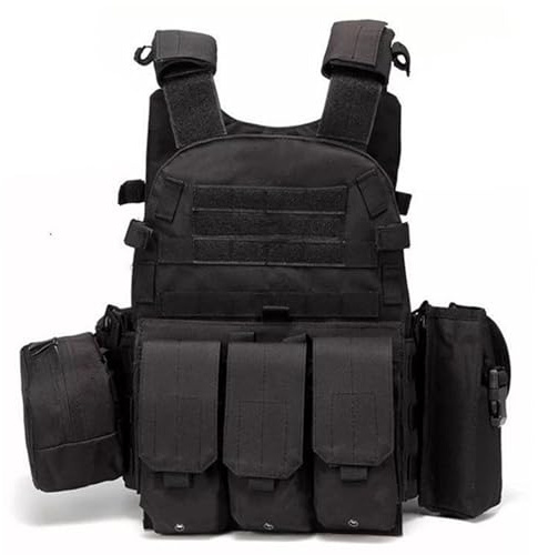 NIDONE Gilet da Softair Multifunzionale Porta Piastra Molle Gilet da Paintball Traspirante e Regolabile per Allenamento all'aperto, sul Campo e per Guardie di Sicurezza Nero