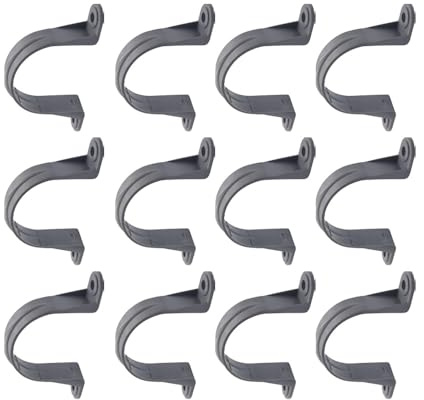 Lot de 12 colliers de serrage de tuyau en PVC de 6,3 cm, support en U à 2 trous pour câbles et conduits (gris)