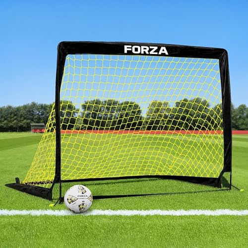FORZA Pop-Up Fußballtore | Klappbares Fussballtor für Kinder & Erwachsene | Tragbares Fußballtor Garten & Park | 1er oder 2er Set | 4 Größen | Schneller Aufbau ohne Werkzeug (2er-Set, 2,1m x 1,5m)