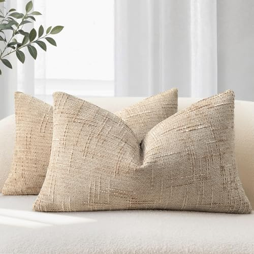 YCOLL Örngott 40 x 60 set om 2 st. kuddfodral i mjukt chenilletyg örngott kaki dekorativa kuddar för soffa och vardagsrum dekorativa kuddfodral för dekoration