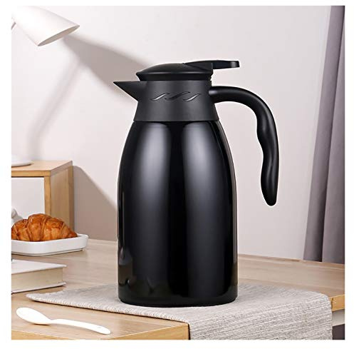 Jarra térmica de doble pared con tapa, retención de calor de 24 horas, capacidad de 2 litros para dispensar café, té y agua