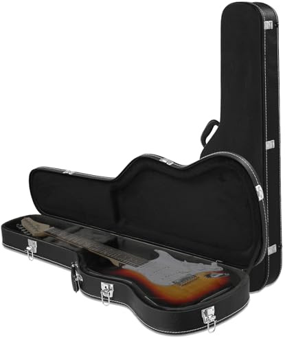 GODECOR Wooden Electric Guitar Hard Case with Soft Interior Lining, 39 Inch Padded Hardshell Case for GST/GTL Style Guitars, Black