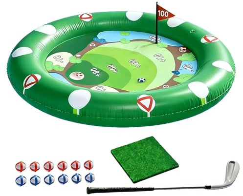 Golf Pool Toy - Inflatable Birthday Party Toys, Floating Water Chipping Green, Sticky Ball Included, Durable Material, Easy Setup | Fun Summer Activity For Backyard Camp Outdoor