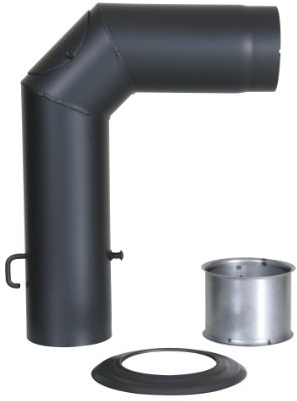 Kamino Flam Winkelrohr-Set mattschwarz, Senotherm hitzebeständig lackiert, Knierohr inklusive Drosselklappe für Regulierung des Kaminzuges, Rauchrohr geprüft nach Norm EN 1856-2 Durchmesser ca. 12 cm