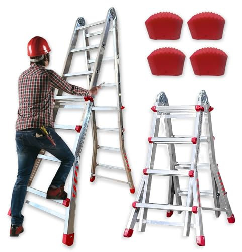 NAWA - Scala Telescopica in Alluminio 4+4 | Facile Uso e Trasporto | Versatile per Fai-da-te e Professionali | Certificata EN131