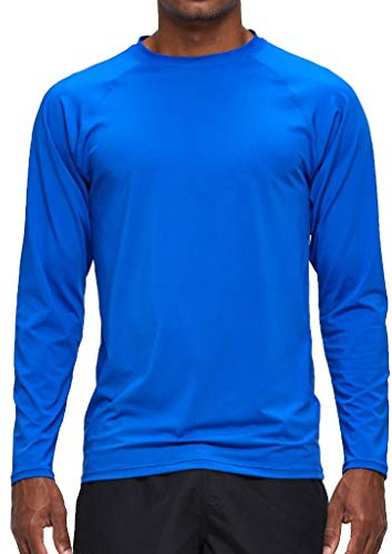Arcweg Rashguard Homme Manches Longues M-3XL T-Shirt Anti-UV UPF 50+ Sechage Rapide Léger pour Surf Natation Plongée Plage Bleu L[EU] Tour de Poitrine: 93-99cm