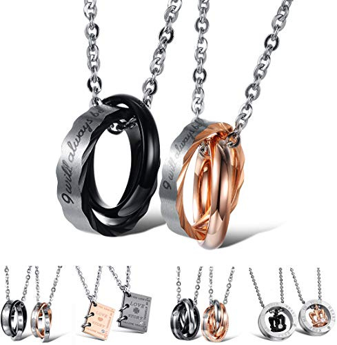 Kim Johanson Edelstahl Pärchen Halsketten *Verschiedene Motive & Farben* in Roségold, Gold & Silber Freundschaftskette, Geschenk, Glücksbringer, Schmuck, Kette inkl. Schmuckbeutel