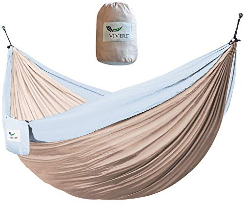 Vivere nylon dubbel fallskärm camping bärbar hängmatta, sand/himmel