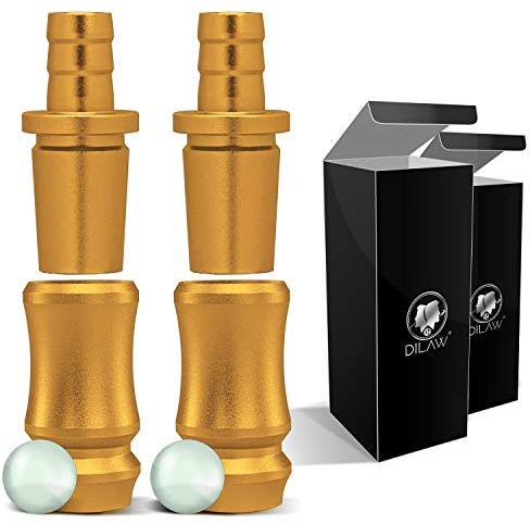 DILAW® Shisha SKITTO Aluminium Schlauchadapter 18/8 Schliff Set 2-teilig Universal Hookah Wasserpfeife Alu Manyak,Opal,Vatos, Farbe:Gold, Menge:2er Pack