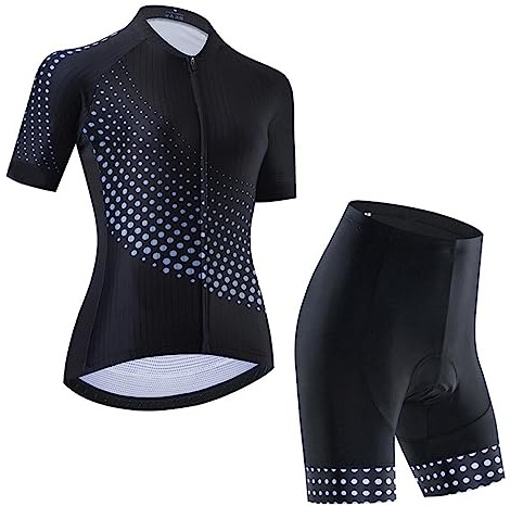 Women's Cycling Jersey Set Breathable Road Bike Shirts Kit Short Sleeve Cycling Clothing with 20D Gel Padded Bib Shorts