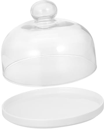 Cabilock Tortenständer Kuchenplatte mit Keramik Teller Tortenplatte Glasglocke Kuchenglocke Käseglocke Dessert Ständer Lebensmittel Abdeckung Abdeckhaube für Hochzeit Geburtstag Party S