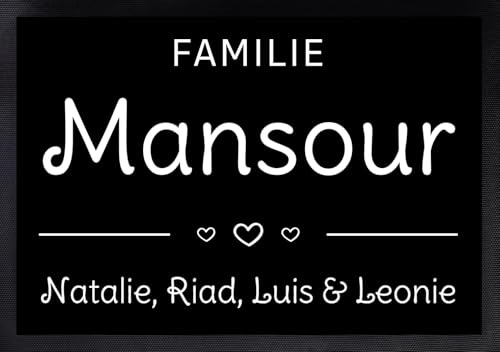 Manilu Personalisierte Fußmatte | Fußmatte Familie personalisiert | für Paare & Familien | Heimathafen | Herzdesign (Familie #2)
