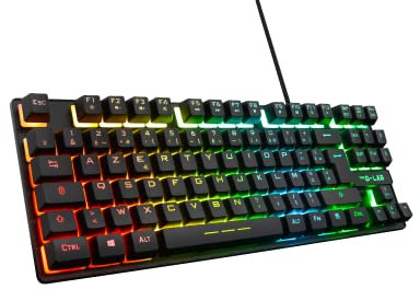 The G-Lab Keyz Caesium TKL Clavier Gamer TKL 87 Touches Filaire USB AZERTY Français, Rétro-Éclairage LED Multicolore - Clavier Gaming Compact sans Pavé Numérique pour PC/PS4/PS5/XBOX (Noir)